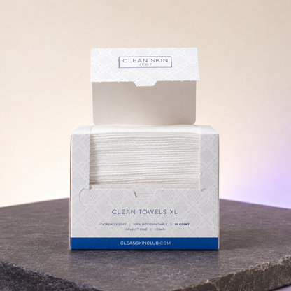 Open Clean Towels 50-count box with visible soft white towels
